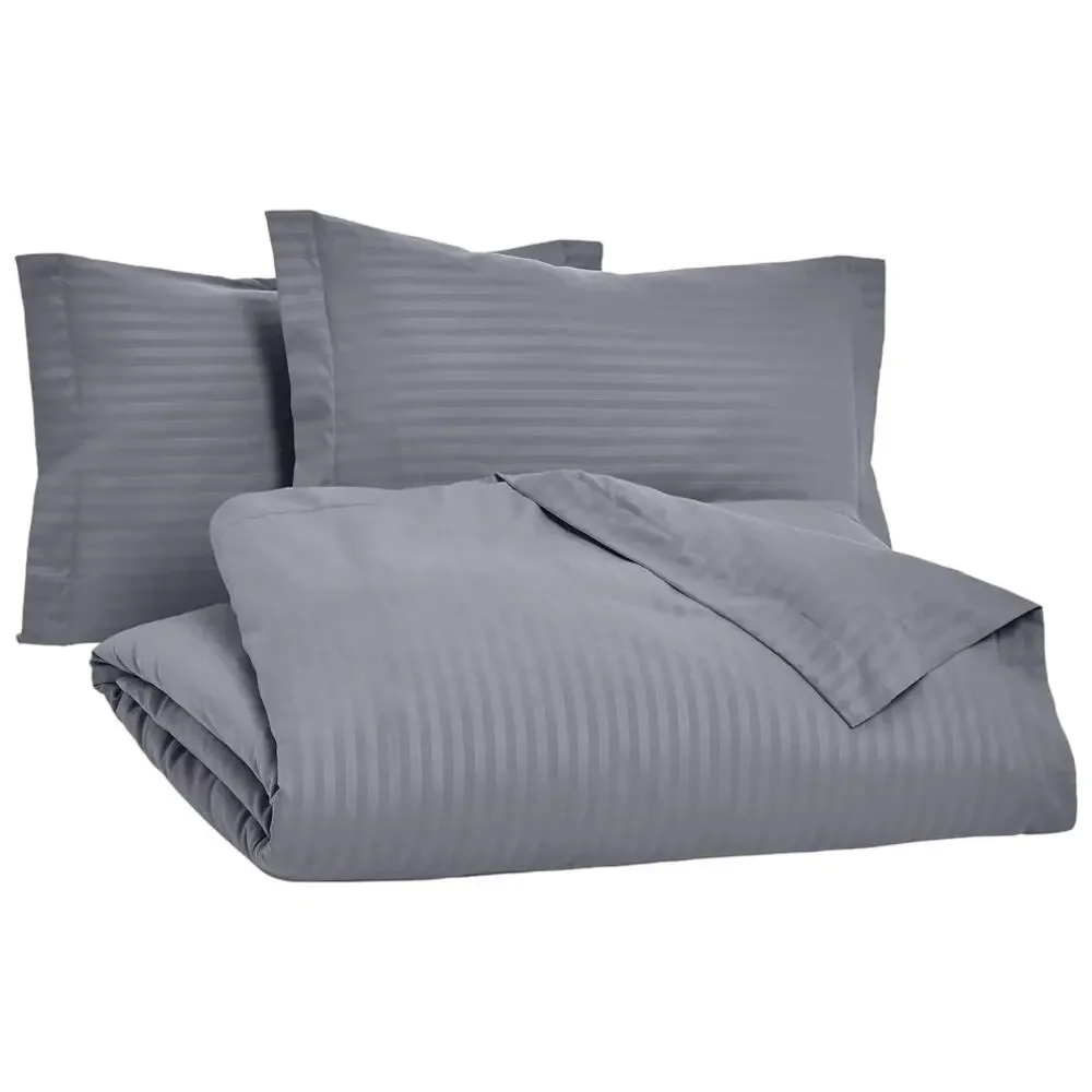 Amazon Basics 3-Piece Striped Microfiber Duvet Cover Set